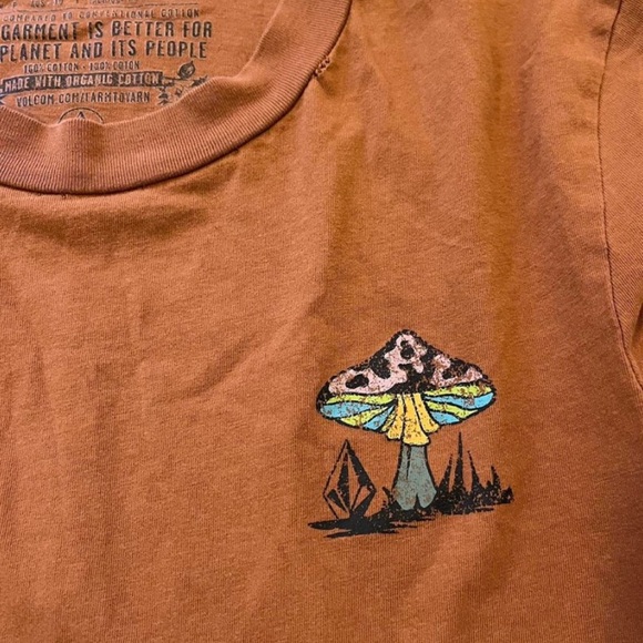 Volcom Organic Cotton Mushroom 🍄🟫🍄 Tee Size Small. Well loved! - Picture 5 of 8